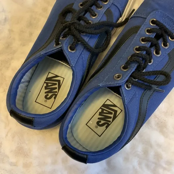 Vans Old Skool Canvas Low Skate Sneakers Navy Black Size 9.5