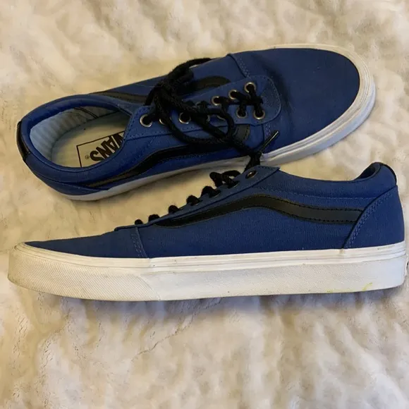 Vans Old Skool Canvas Low Skate Sneakers Navy Black Size 9.5