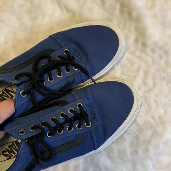 Vans Old Skool Canvas Low Skate Sneakers Navy Black Size 9.5