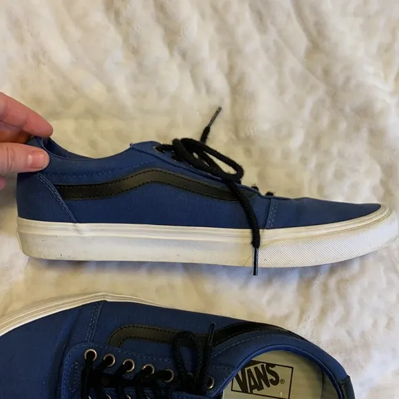Vans Old Skool Canvas Low Skate Sneakers Navy Black Size 9.5