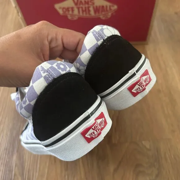 VANS old skool checkerboard floral print lace up shoes sneakers women's 7 new
