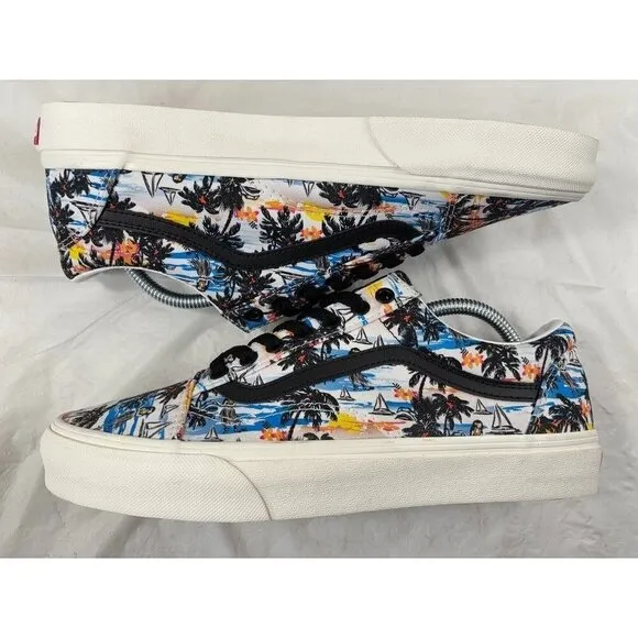 Vans Old Skool Custom Aloha Print Canvas Sneakers Women's Size 8
