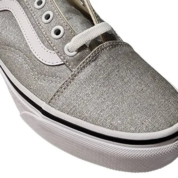 Vans Old Skool Glitter Grey Silver &amp; Canvas 6.0M/7.5W