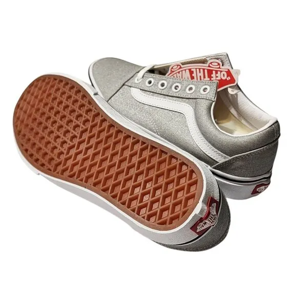 Vans Old Skool Glitter Grey Silver &amp; Canvas 6.0M/7.5W