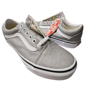 Vans Old Skool Glitter Grey Silver &amp; Canvas 6.0M/7.5W