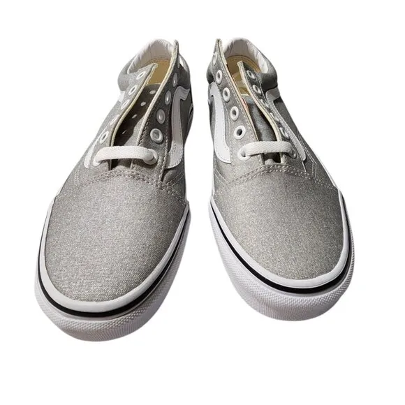Vans Old Skool Glitter Grey Silver &amp; Canvas 6.0M/7.5W