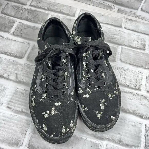Vans Old Skool Midnight Floral Canvas Women's Size 8.5 Skate Sneakers