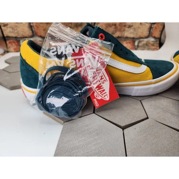 Vans Old Skool Pro Men Sz 9.5 Oakland A's Seattle Super Sonics Rare Green Yellow