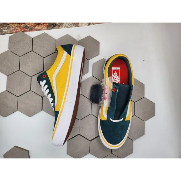 Vans Old Skool Pro Men Sz 9.5 Oakland A's Seattle Super Sonics Rare Green Yellow