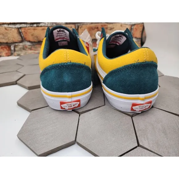 Vans Old Skool Pro Men Sz 9.5 Oakland A's Seattle Super Sonics Rare Green Yellow