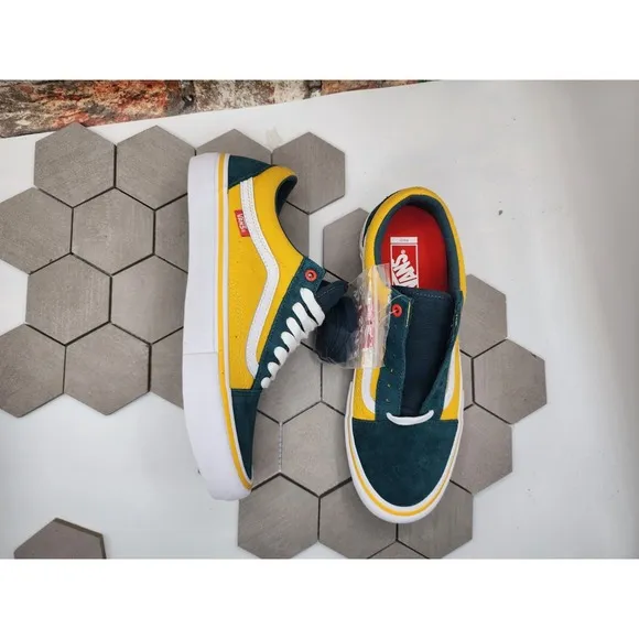 Vans Old Skool Pro Men Sz 9.5 Oakland A's Seattle Super Sonics Rare Green Yellow