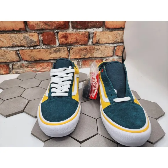 Vans Old Skool Pro Men Sz 9.5 Oakland A's Seattle Super Sonics Rare Green Yellow