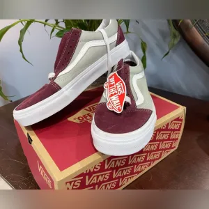 Vans Old Skool Sneakers Low Top Maroon &amp; Gray Prtrylmnrigry Men’s Size 6…