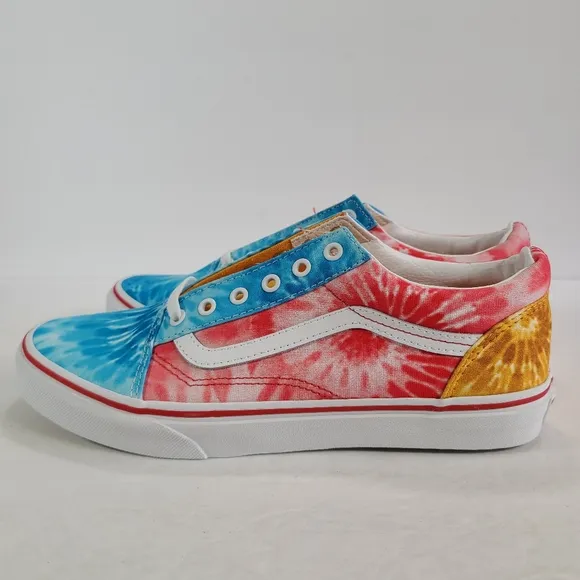 Vans Old Skool Tie Dye Block Multi True White Sneakers Women's Size 8.5