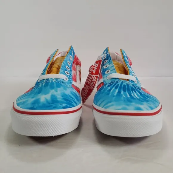 Vans Old Skool Tie Dye Block Multi True White Sneakers Women's Size 8.5