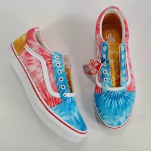 Vans Old Skool Tie Dye Block Multi True White Sneakers Women's Size 8.5