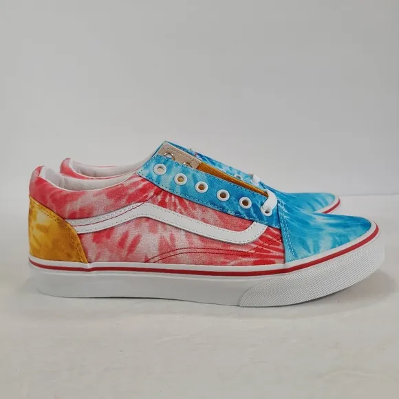 Vans Old Skool Tie Dye Block Multi True White Sneakers Women's Size 8.5