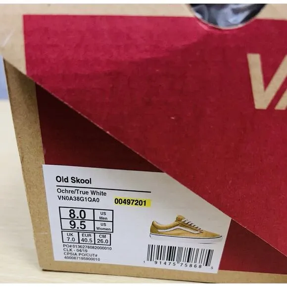 Vans Old Skool Yellow True White Canvas Suede Sneakers Men Size 8 Women Size 9.5