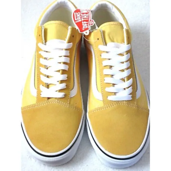 Vans Old Skool Yellow True White Canvas Suede Sneakers Men Size 8 Women Size 9.5