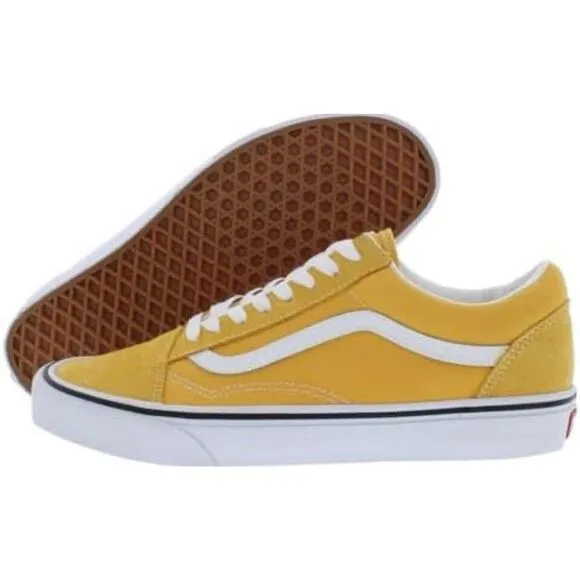 Vans Old Skool Yellow True White Canvas Suede Sneakers Men Size 8 Women Size 9.5