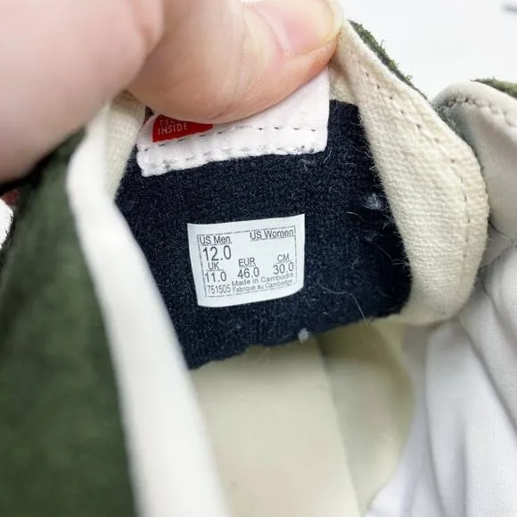 Vans Olive Green Suede Sk8-Hi Sneakers Men's Sz 12 EUC Lace Up White Rubber Sole