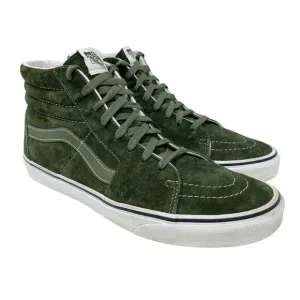 Vans Olive Green Suede Sk8-Hi Sneakers Men's Sz 12 EUC Lace Up White Rubber Sole
