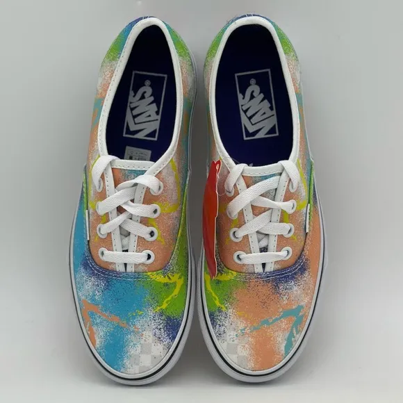 Vans Orange and Green Artistic Sneakers