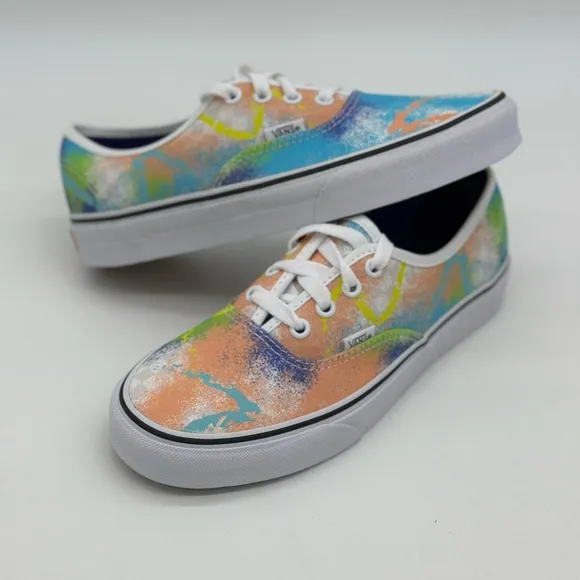 Vans Orange and Green Artistic Sneakers