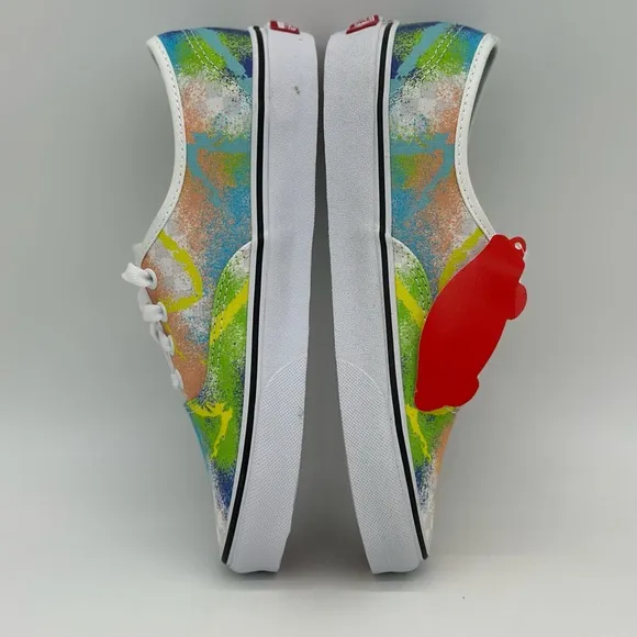 Vans Orange and Green Artistic Sneakers