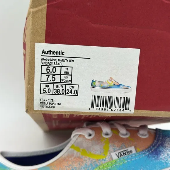 Vans Orange and Green Artistic Sneakers