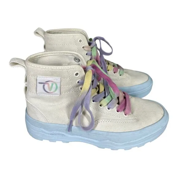 Vans Sentry WC Pastel Pop High Top Sneakers 6 Suede Cream Rainbow Chunky Sole