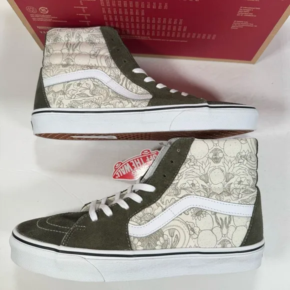 Vans Sk8-Hi Desert Skulls Grape Leaf Green White Sneakers Men Size 11