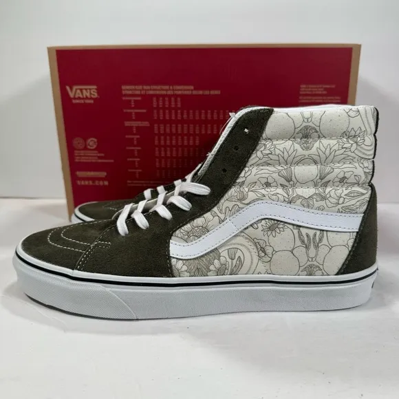 Vans Sk8-Hi Desert Skulls Grape Leaf Green White Sneakers Men Size 11