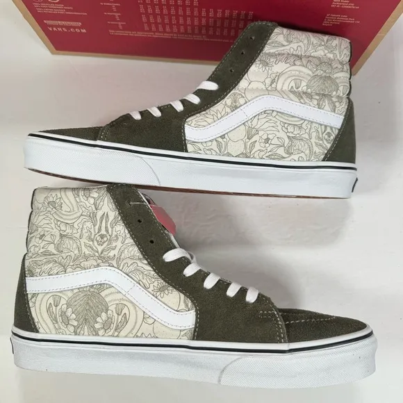 Vans Sk8-Hi Desert Skulls Grape Leaf Green White Sneakers Men Size 11