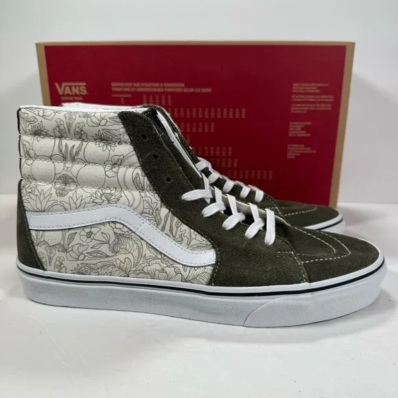 Vans Sk8-Hi Desert Skulls Grape Leaf Green White Sneakers Men Size 11