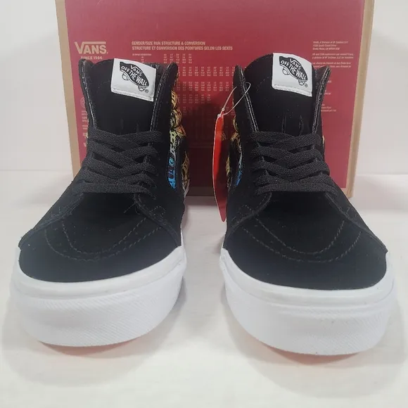 Vans Sk8-Hi Dia De Los Muertos Day Of The Dead Black Multi Sneakers Women's 9