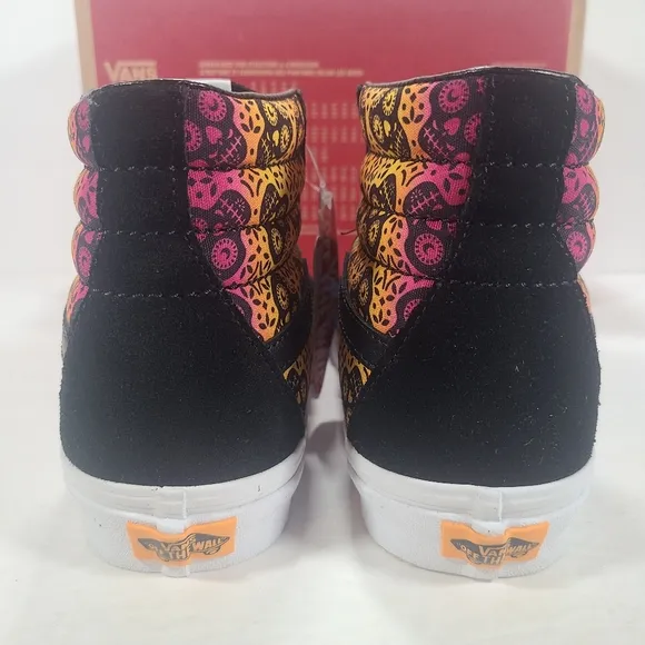 Vans Sk8-Hi Dia De Los Muertos Day Of The Dead Black Multi Sneakers Women's 9