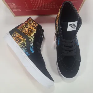 Vans Sk8-Hi Dia De Los Muertos Day Of The Dead Black Multi Sneakers Women's 9