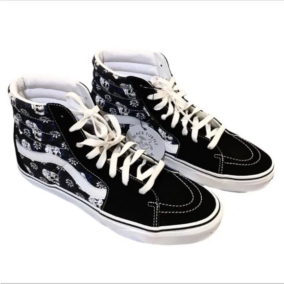 VANS Sk8-Hi Flash Skulls canvas high-top skate shoe NEW