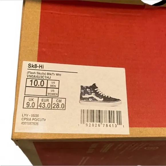 VANS Sk8-Hi Flash Skulls canvas high-top skate shoe NEW