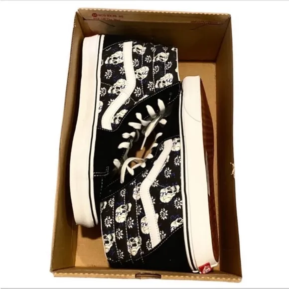 VANS Sk8-Hi Flash Skulls canvas high-top skate shoe NEW