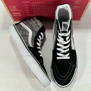 Vans Sk8-Hi Paisley Gray True White Sneakers Men Size 10 Women Size 11.5