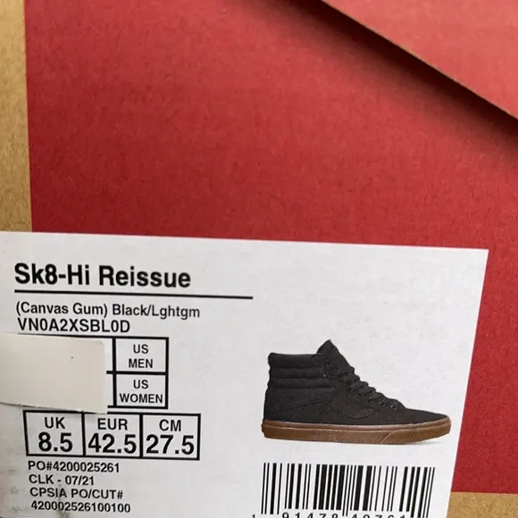 Vans Sk8-Hi Reissued Canvas Gum Black/Light Gum WM