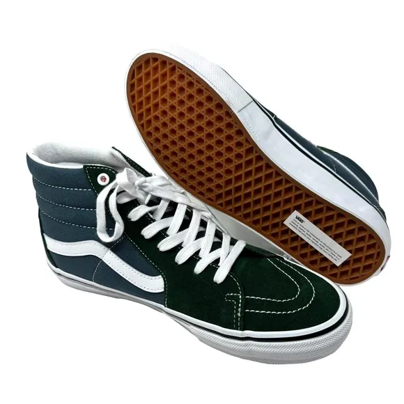 VANS Sk8-Hi Skate Sneakers Suede Canvas Green Black Men Size Casual VN0A5FCCBD6