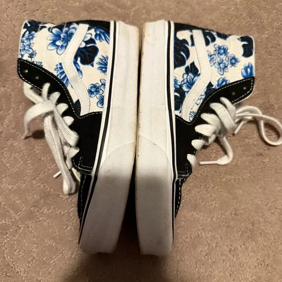 VANS SK8-HI Tapered Floral Blue Women High Top Suede Canvas Sneakers VN0A4U16Y6Z