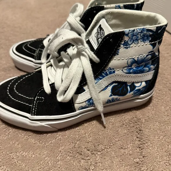 VANS SK8-HI Tapered Floral Blue Women High Top Suede Canvas Sneakers VN0A4U16Y6Z