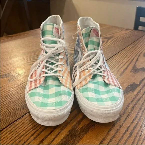 VANS Sk8-Hi Tapered Skate Shoe Gingham Color-Block Size 13 Men's