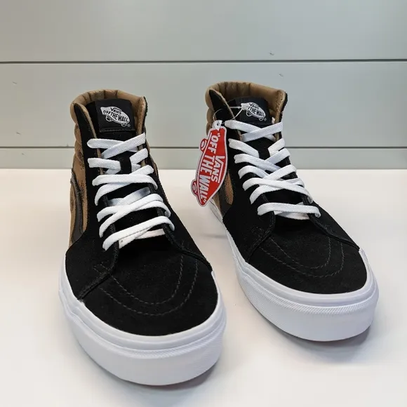 Vans SK8-HI Top Check Research Black Brown Boxing Wasp Canvas Suede Sneakers 11
