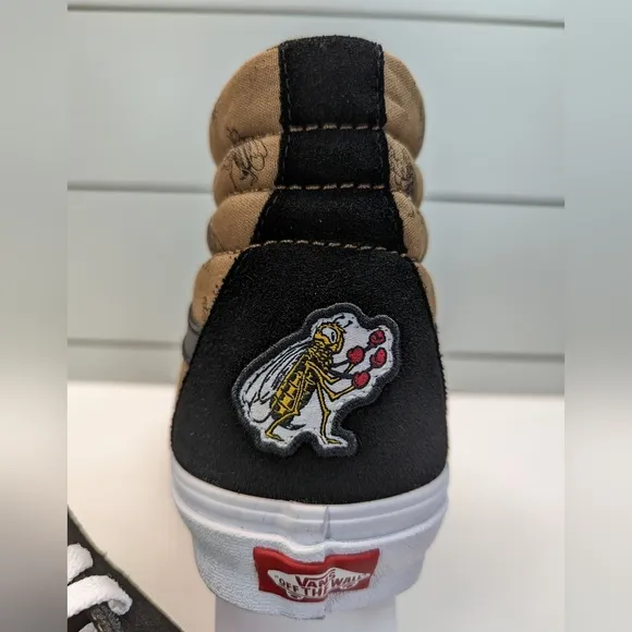 Vans SK8-HI Top Check Research Black Brown Boxing Wasp Canvas Suede Sneakers 11