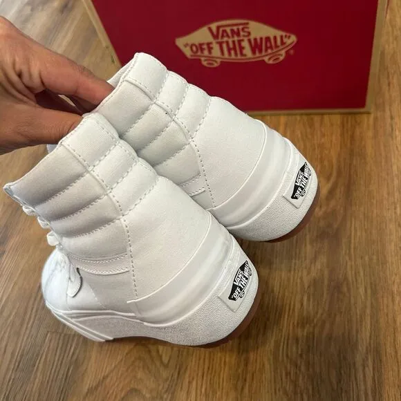 VANS sk8-hi top stacked white platform lace up shoes sneakers women's 8.5 new